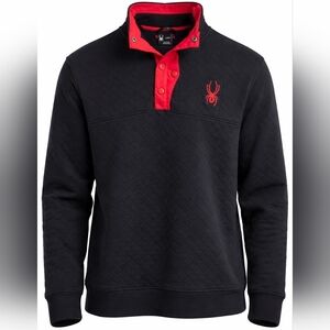 Spyder Men's Quilted Black Sweater with Red Accents